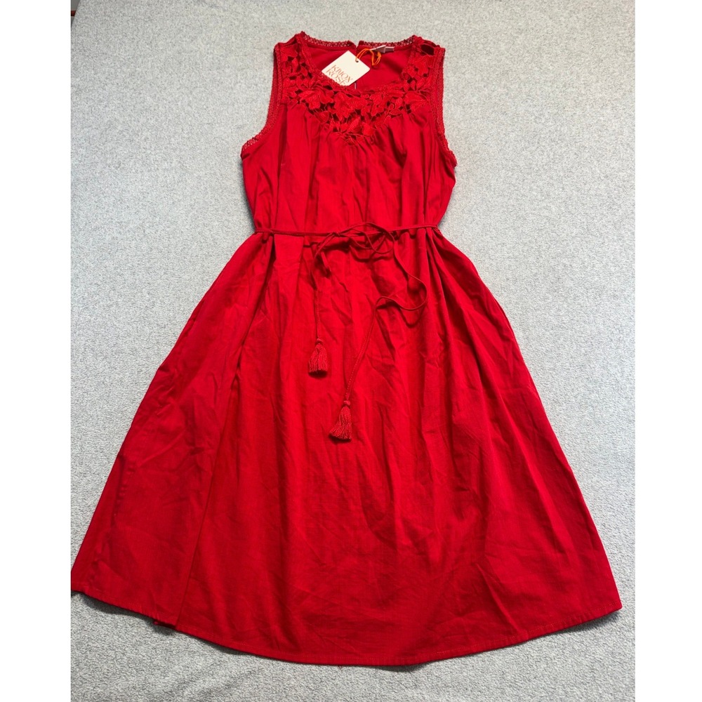 Knox Rose Dress Womens M Cupid Red Lace Sleeveless Boho Tassel Belt NWT Romantic